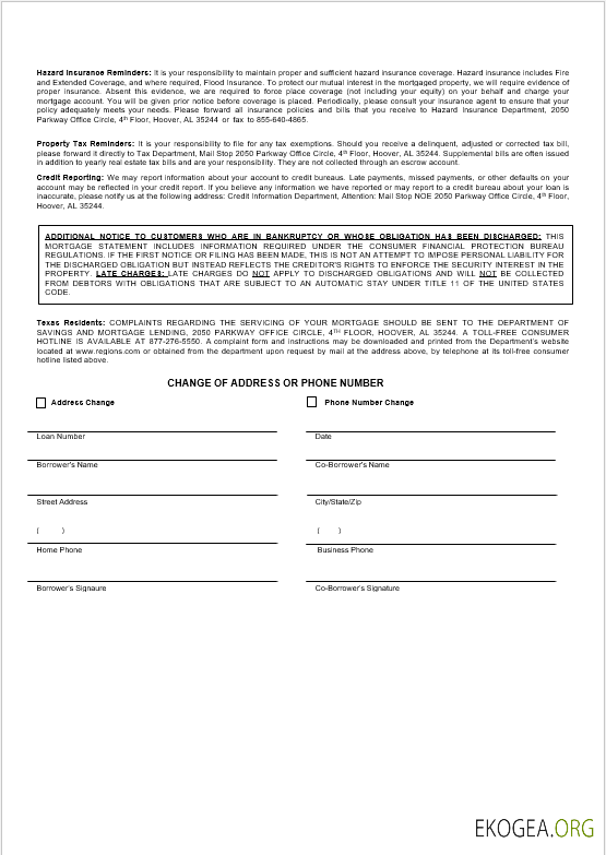 Relevé d'hypothèque bancaire des régions des États , Unis aux formats Word et PDF 3